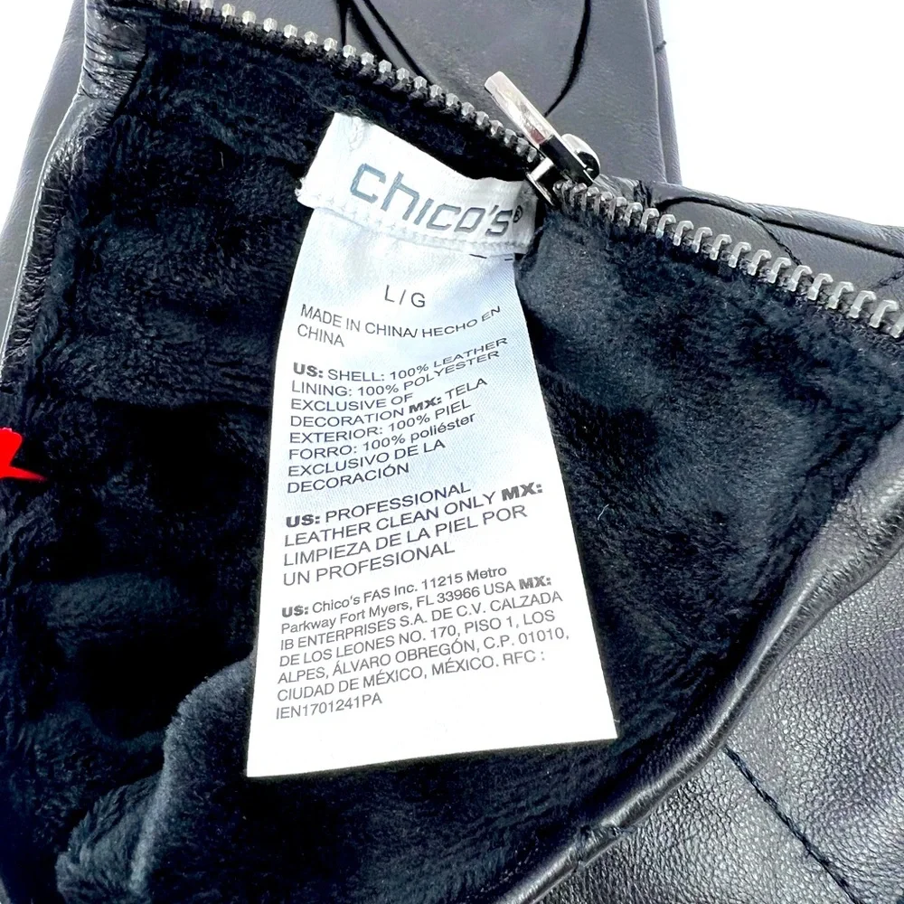 CHICO’s QUILTED DESIGN BLACK LEATHER GLOVES, INSIDE SUPER SOFT & WARM POLYESTER